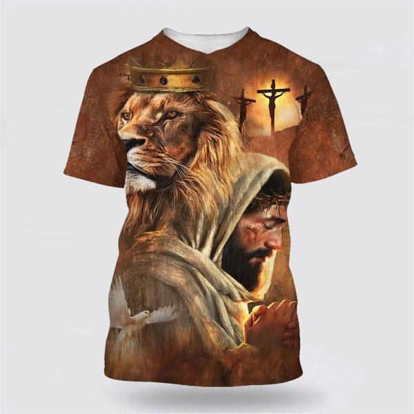 Jesus And The Lion Of Judah All Over Print 3D T Shirt – Gifts For Christians