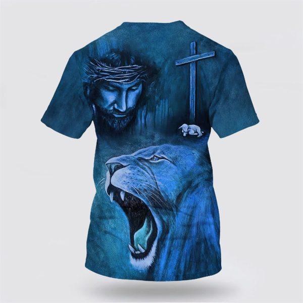 Jesus And The Lion Of Judah All Over Print 3D T Shirt For Men – Gifts For Christians