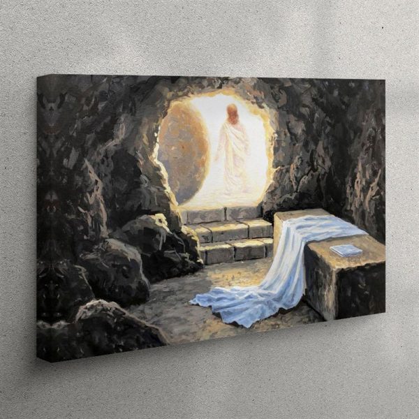 Jesus At The Tomb Canvas Art – Christian Wall Art Decor – Easter Wall Art