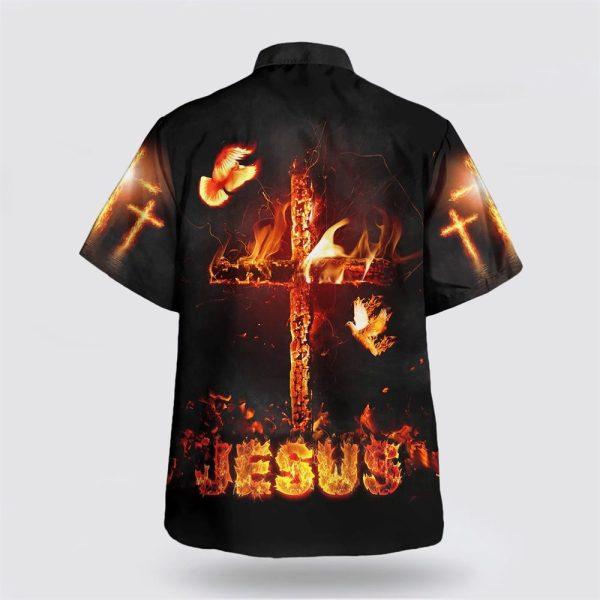 Jesus Burning Fire Cross Hawaiian Shirts For Men And Women – Gifts For Christians