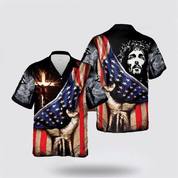 Jesus Christ American Flag Cross Hawaiian Shirts – Gifts For Christians