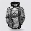 Jesus Christ And Lion Half Face All Over Print 3D Hoodie – Gifts For Christian Families