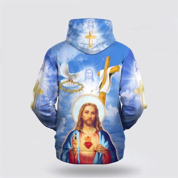 Jesus Christ Crown Of Thorns And Dove All Over Print 3D Hoodie – Gifts For Christian Families