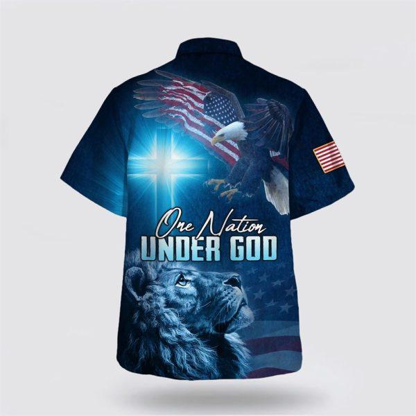 Jesus Christ Lion Eagle One Nation Under God American Hawaiian Shirt – Gifts For Christians