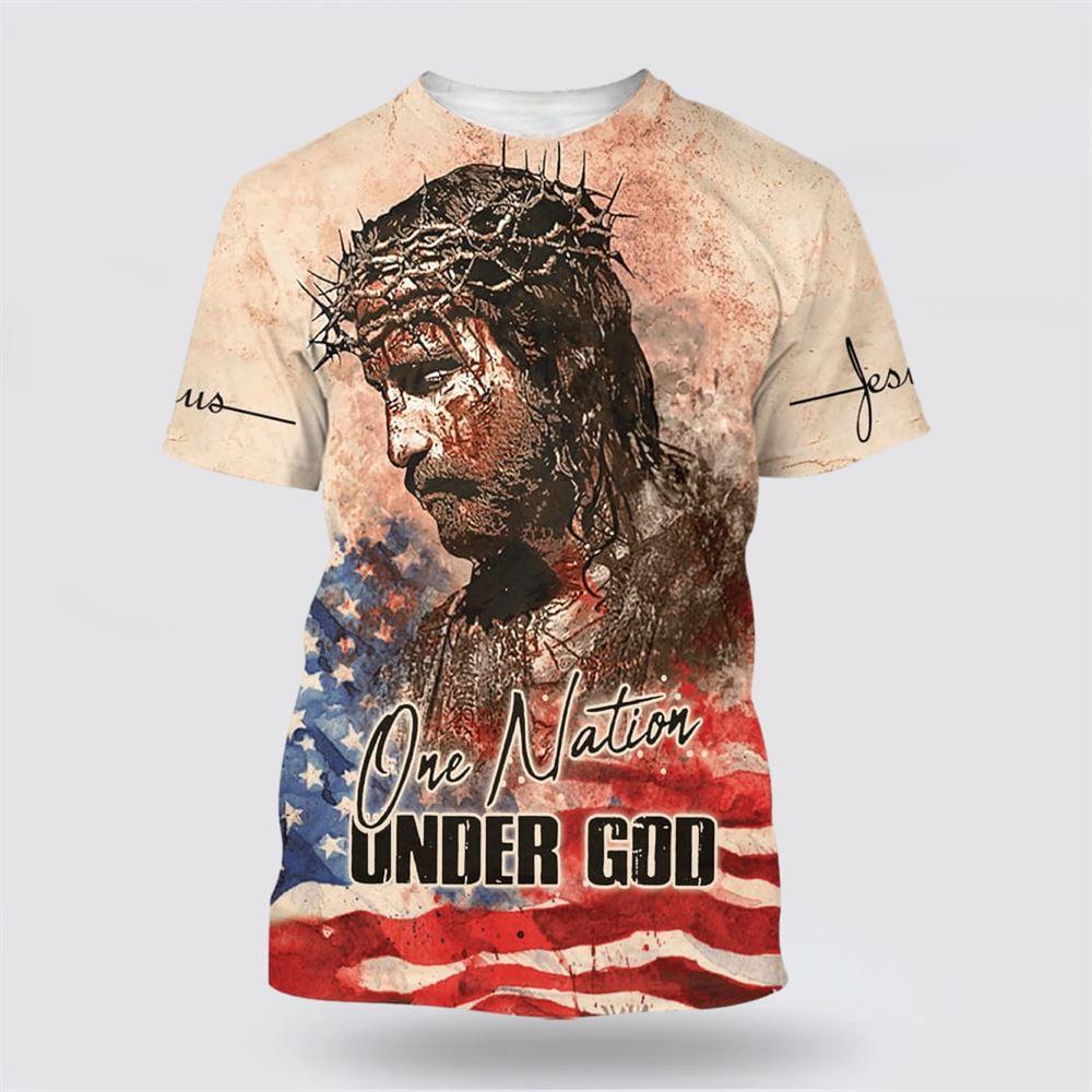 Jesus Christ One Nation Under God All Over Print 3D T Shirt – Gifts For Christians Jesus Christ One Nation Under God All Over Print 3D T Shirt – Gifts For Christians
