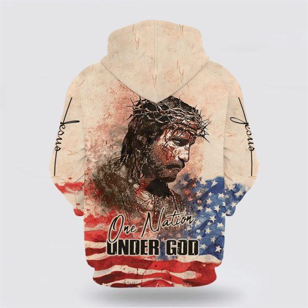 Jesus Christ One Nation Under God Hoodies Jesus All Over Print 3D Hoodie – Gifts For Christian Families