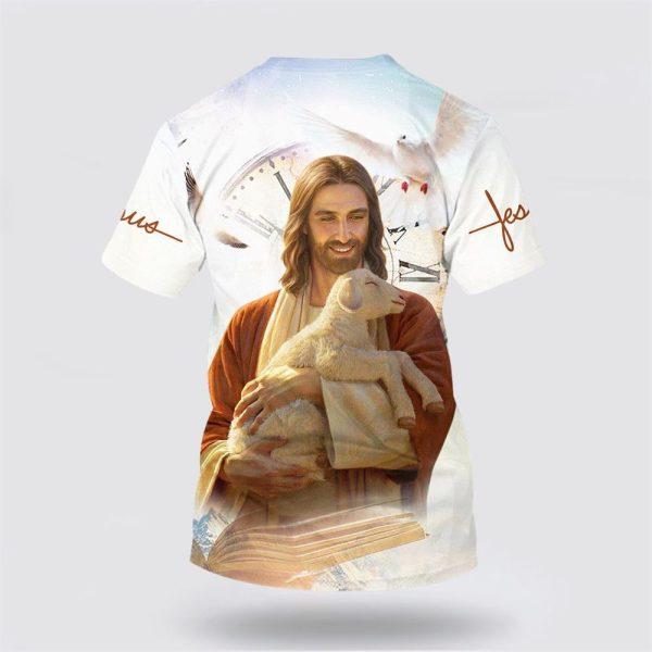 Jesus Christ With Lamb Is My Savior All Over Print 3D T Shirt – Gifts For Christians
