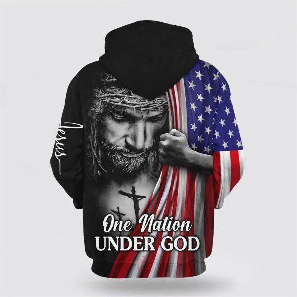 Jesus Christian Flag American One Nation Under God All Over Print 3D Hoodie – Gifts For Christian Families
