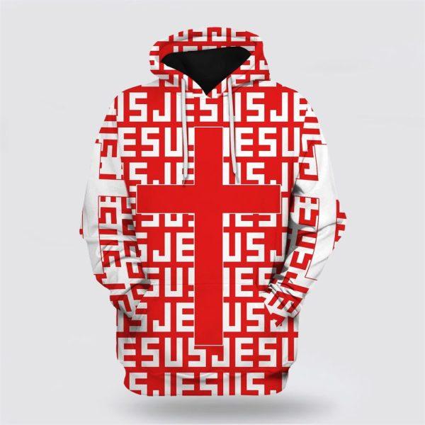 Jesus Cross Red Hoodies Jesus All Over Print 3D Hoodie – Gifts For Christian Families