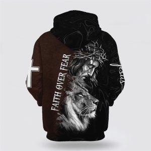 Jesus Crown Of Thorns And Lion Hoodie Faith Over Fear All Over Print 3D Hoodie Gifts For Christian Families 2 pxzpuf.jpg