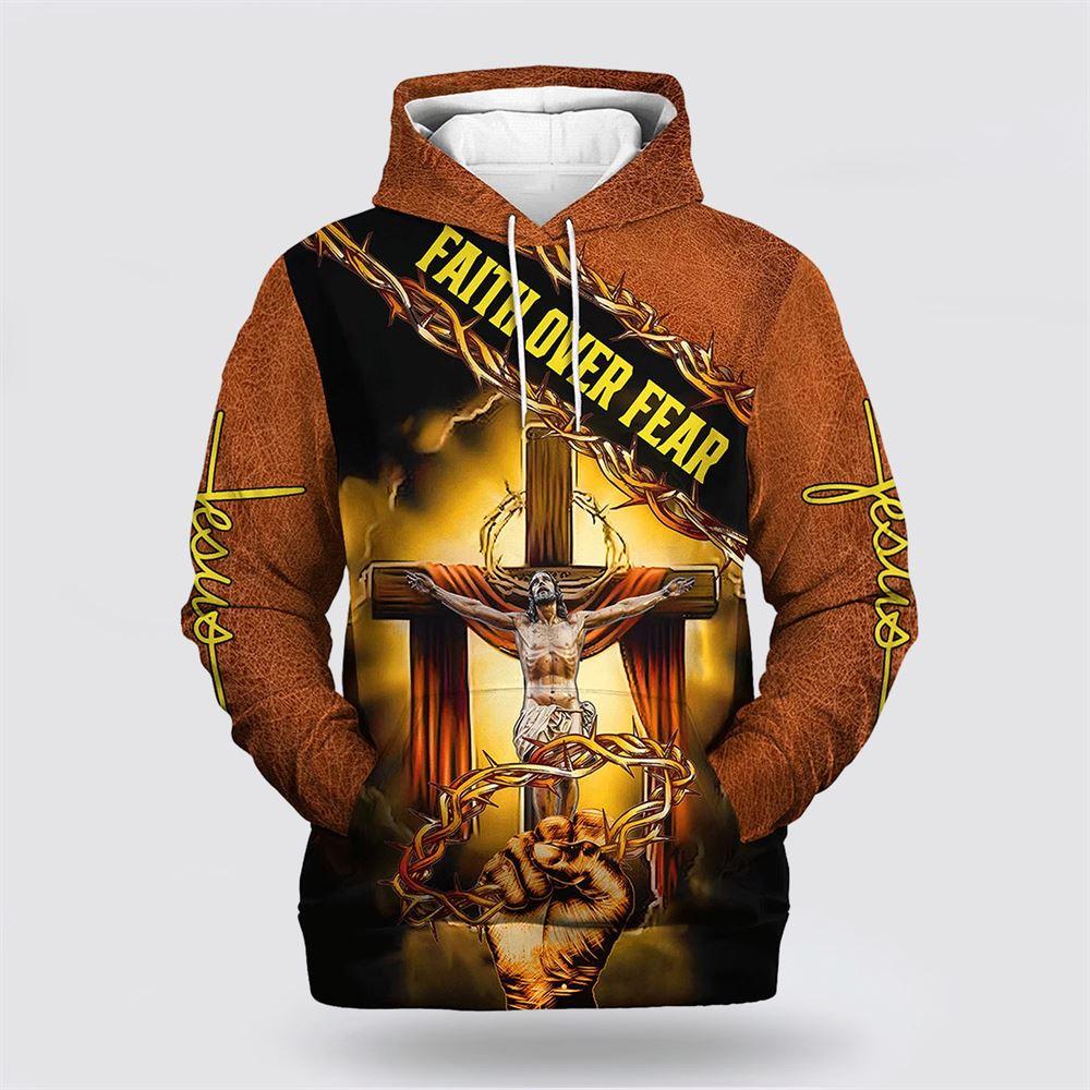 Jesus Crown Of Thorns Hoodie Faith Over Fear All Over Print 3D Hoodie – Gifts For Christian Families Jesus Crown Of Thorns Hoodie Faith Over Fear All Over Print 3D Hoodie – Gifts For Christian Families