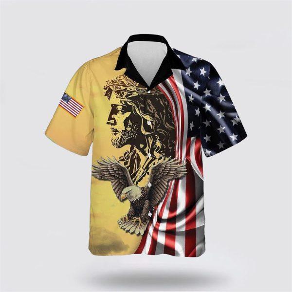 Jesus Eagle American Flag Pattern Hawaiian Shirt – Gifts For Christians