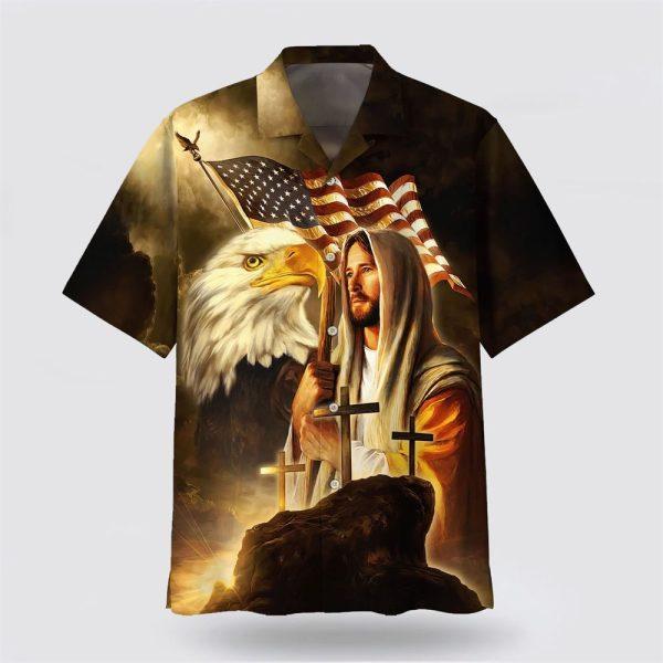 Jesus Eagle American Flag United States Hawaiian Shirts – Gifts For Christians