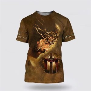 Jesus Face The Cross Pattern God All Over Print All Over Print 3D T Shirt – Gifts For Christians