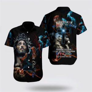 Jesus Faith Over Fear Christian Hawaiian Shirt…