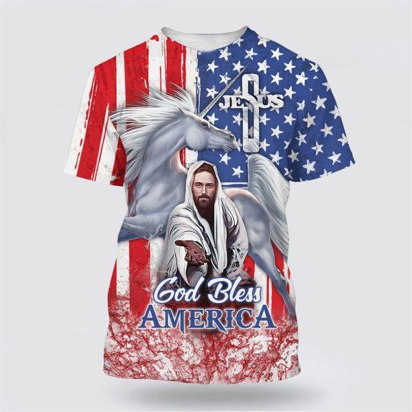 Jesus God Bless America All Over Print 3D T Shirt – Gifts For Christian Friends