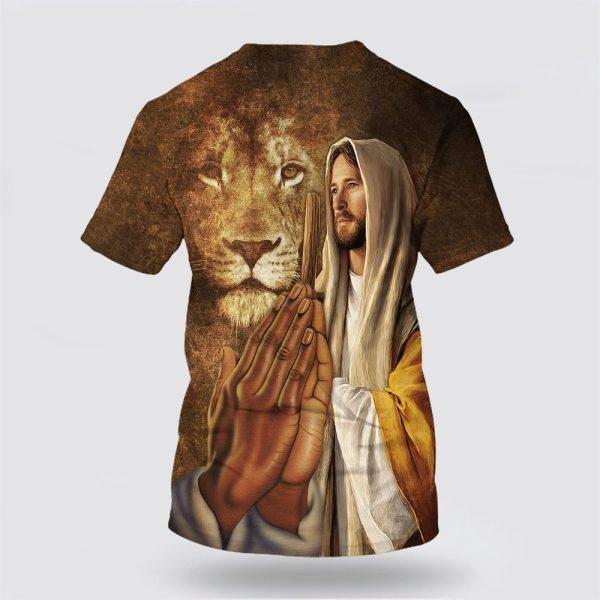 Jesus Hands With The Lion All Over Print 3D T Shirt – Gifts For Christian Friends