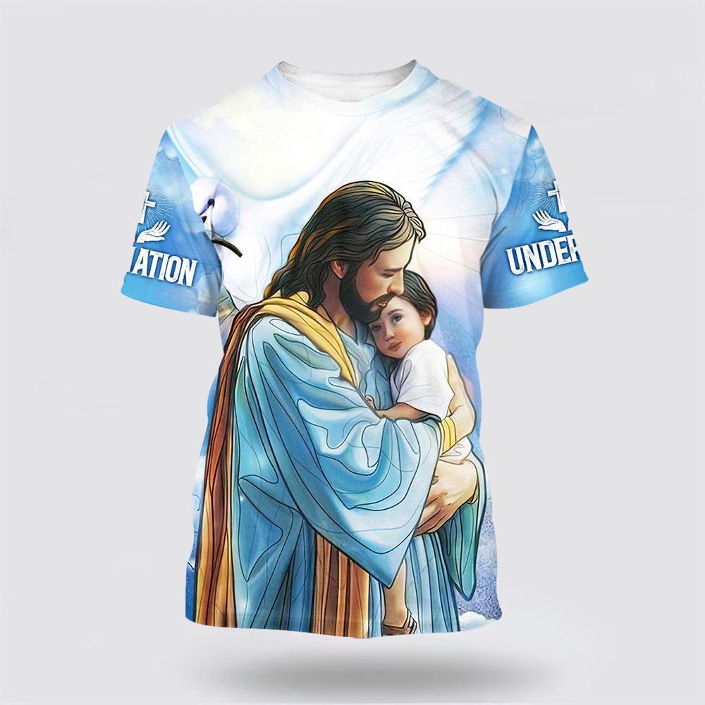 Jesus Holding Boy All Over Print 3D T Shirt – Gifts For Christian Friends Jesus Holding Boy All Over Print 3D T Shirt – Gifts For Christian Friends
