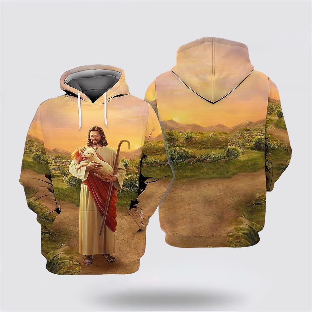 Jesus Holding Sheep All Over Print Hoodie Shirt – Gifts For Christian Families Jesus Holding Sheep All Over Print Hoodie Shirt – Gifts For Christian Families