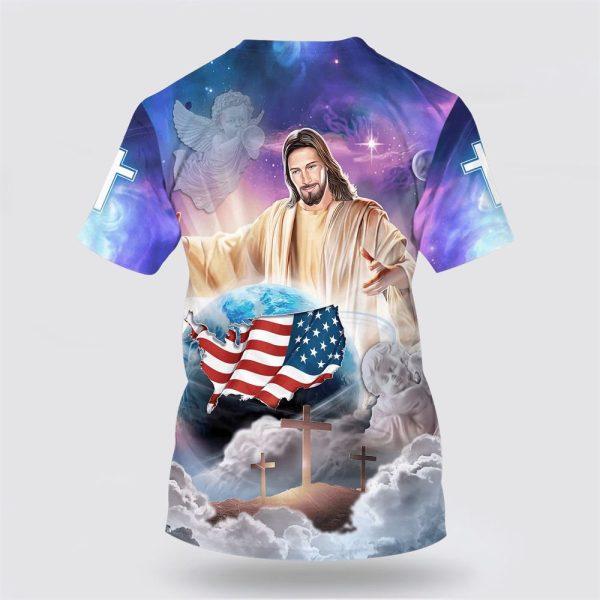 Jesus Holding The Earth All Over Print 3D T Shirt – Gifts For Christian Friends