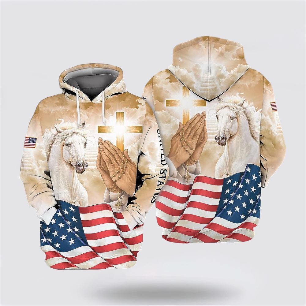 Jesus Horse American Flag All Over Print Hoodie Shirt – Gifts For Christian Families Jesus Horse American Flag All Over Print Hoodie Shirt – Gifts For Christian Families