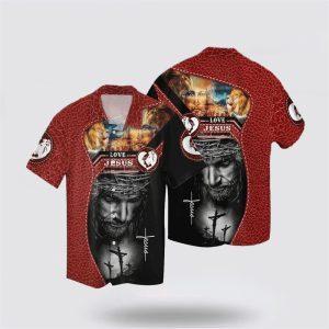 Jesus In Heart Red Christian Hawaiian Shirt…