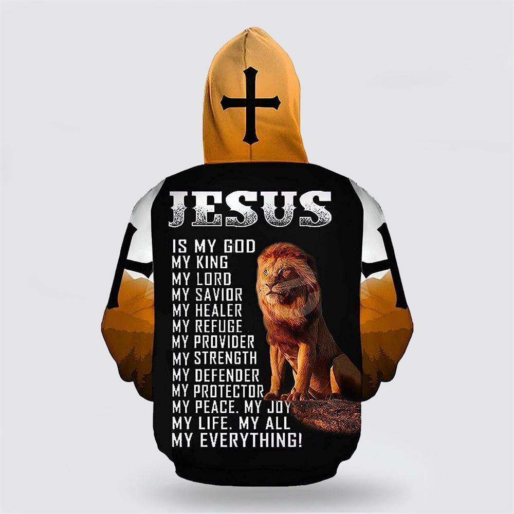 Jesus Is My God My King Cross Lion All Over Print 3D Hoodie – Gifts For Christian Families Jesus Is My God My King Cross Lion All Over Print 3D Hoodie – Gifts For Christian Families