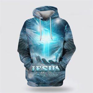 Jesus Is My Savior Hoodie Hand Holding Cross All Over Print 3D Hoodie Gifts For Christian Families 1 wvbglr.jpg