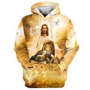 Jesus Is My Savior Hoodie Jesus Lion Sheep Dove All Over Print 3D Hoodie Gifts For Christian Families 1 ztpnzm.jpg