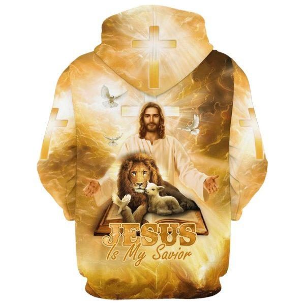 Jesus Is My Savior Hoodie Jesus Lion Sheep Dove All Over Print 3D Hoodie – Gifts For Christian Families