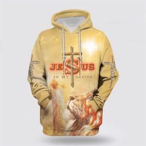 Jesus Is My Savior Jesus And Lion All Over Print 3D Hoodie Gifts For Christian Families 1 pkfcjr.jpg