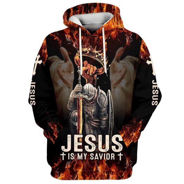 Jesus Is My Savior Knight All Over Print 3D Hoodie Jesus All Over Print 3D Hoodie – Gifts For Christian Families