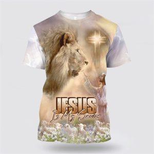 Jesus Is My Savior Lion And Cross All Over Print 3D T Shirt Gifts For Christian Friends 1 zrjgaz.jpg