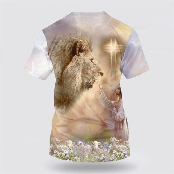 Jesus Is My Savior Lion And Cross All Over Print 3D T Shirt – Gifts For Christian Friends