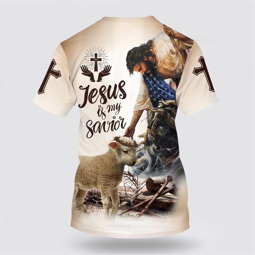 Jesus Is My Savior Shirts Crucified Christ And Lamb All Over Print 3D T Shirt – Gifts For Christian Friends