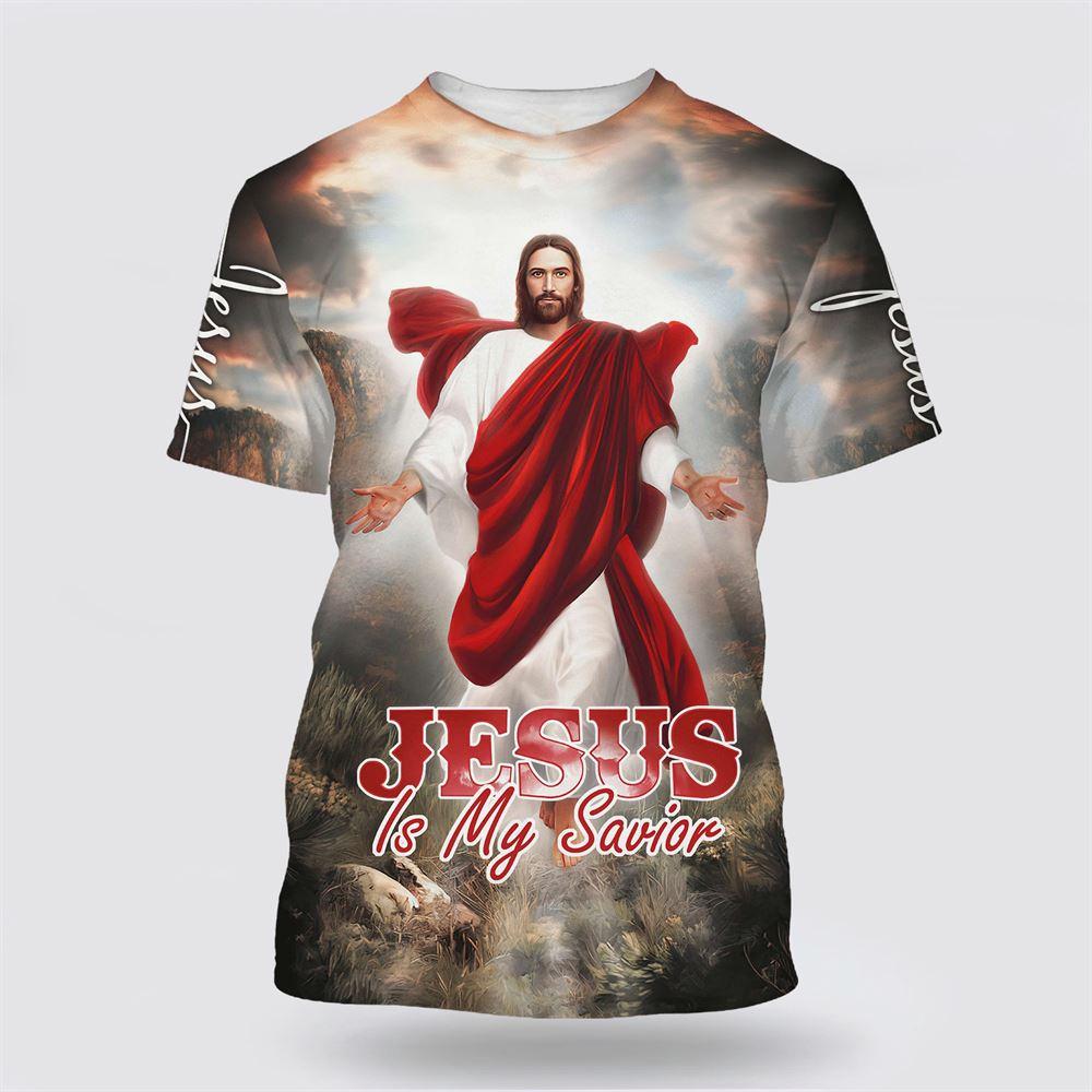 Jesus Is My Savior Shirts Jesus With His Arms Open All Over Print 3D T Shirt – Gifts For Christian Friends