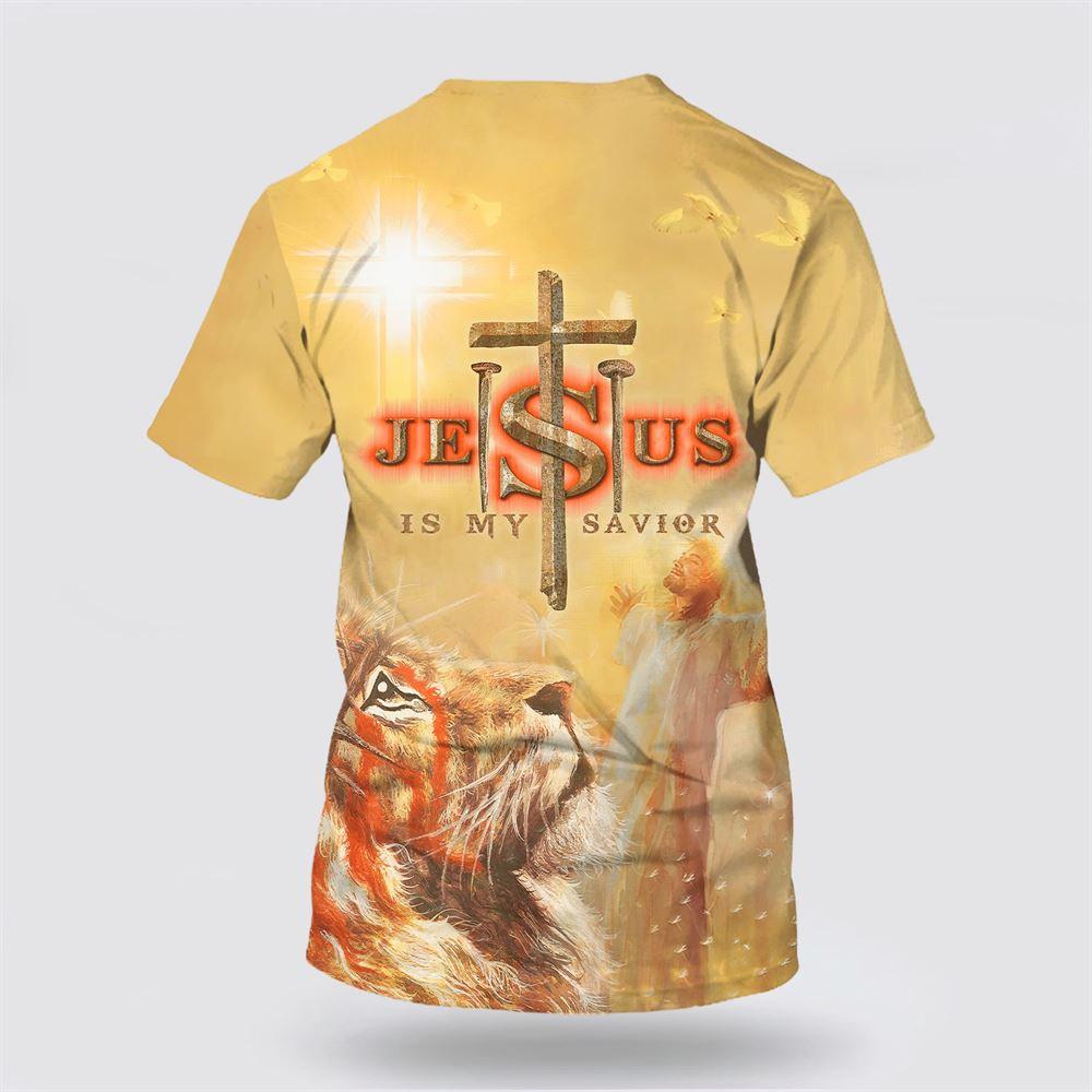 Jesus Is My Savior Shirts Jesus With His Arms Open Lion All Over Print 3D T Shirt – Gifts For Christian Friends
