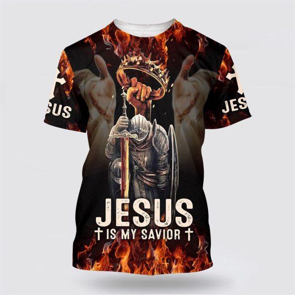 Jesus Is My Savior Warrior Crown Of Thorns All Over Print 3D T Shirt – Gifts For Christian Friends