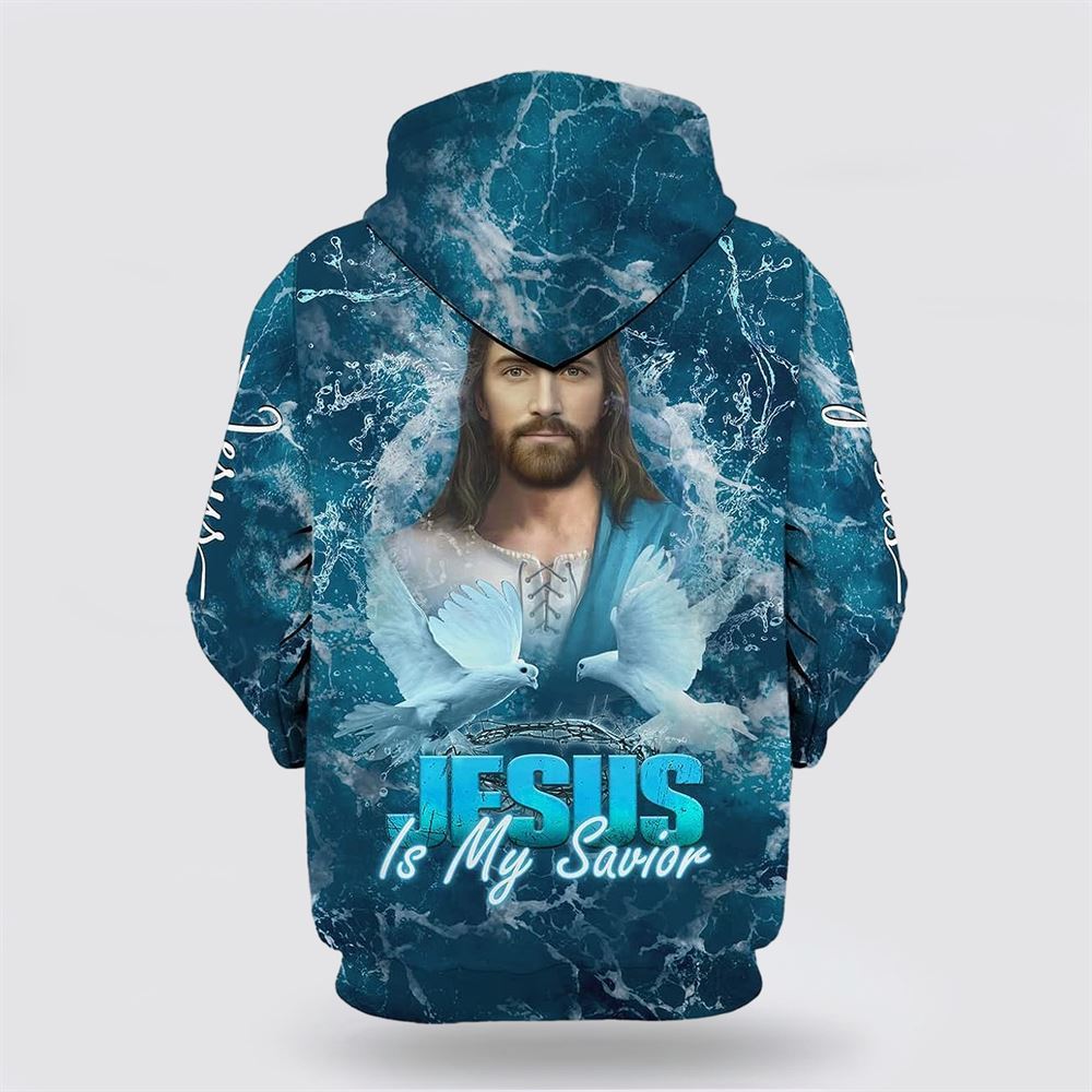 Jesus Is My Savior Water All Over Print Hoodie Shirt – Gifts For Christian Families