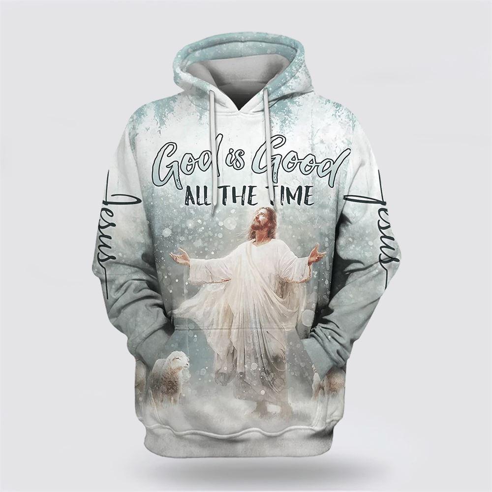 Jesus Lambs God Is Good All The Time All Over Print 3D Hoodie – Gifts For Christian Families