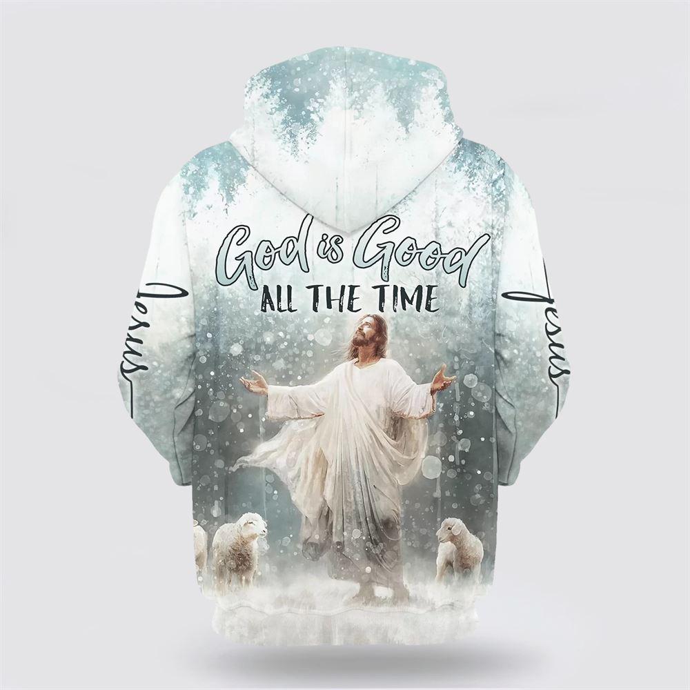 Jesus Lambs God Is Good All The Time All Over Print 3D Hoodie – Gifts For Christian Families