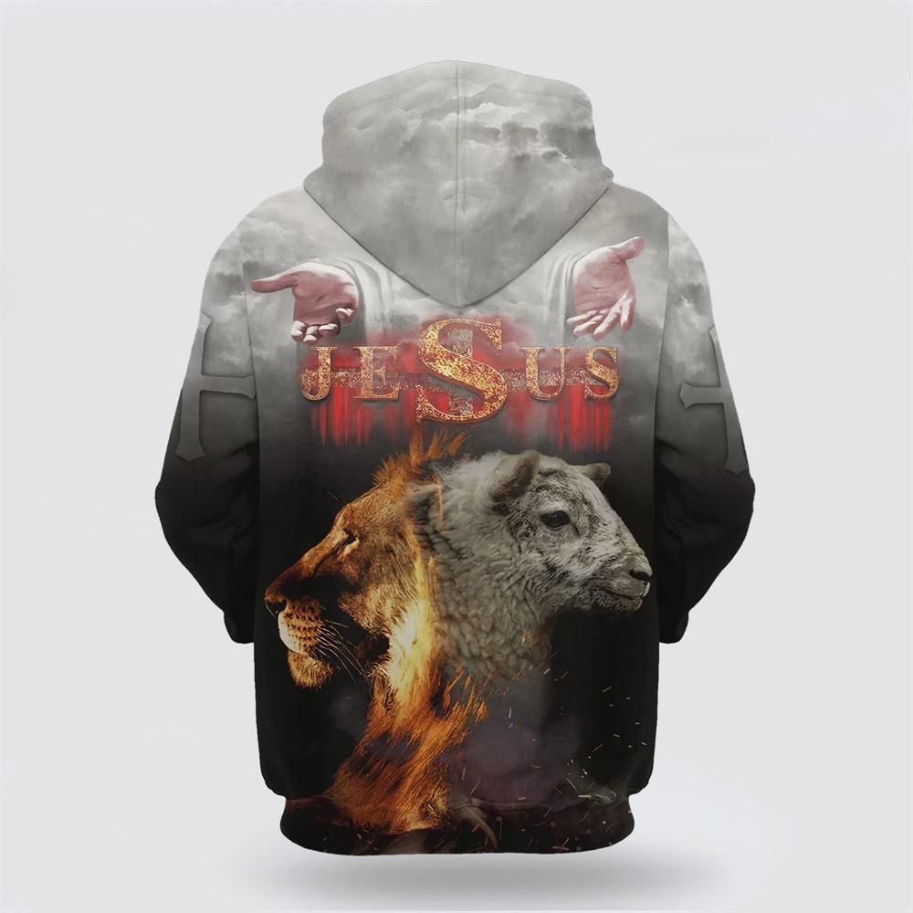 Jesus Lion And Lamb The Hand Of Jesus All Over Print 3D Hoodie – Gifts For Christian Families Jesus Lion And Lamb The Hand Of Jesus All Over Print 3D Hoodie – Gifts For Christian Families