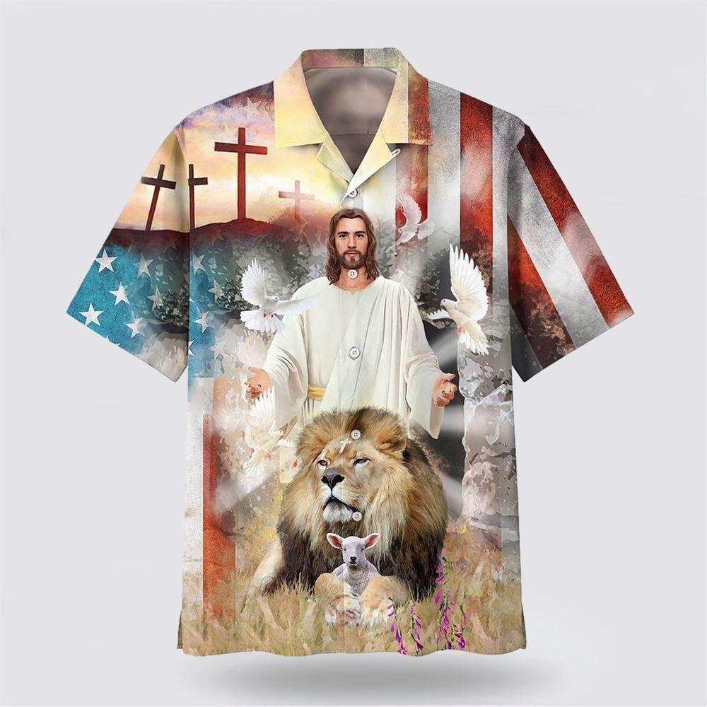 Jesus Lion And The Lamb Cross Hawaiian Shirts – Gifts For People Who Love Jesus Jesus Lion And The Lamb Cross Hawaiian Shirts – Gifts For People Who Love Jesus