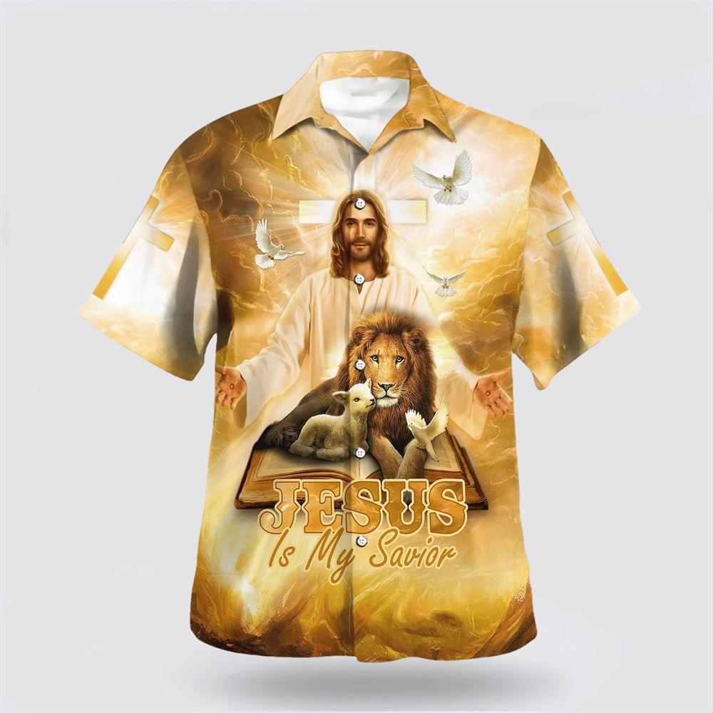 Jesus Lion And The Lamb Jesus Is My Savior Hawaiian Shirts – Gifts For People Who Love Jesus