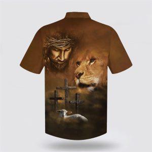 Jesus Lion And The Lamb Three Cross Hawaiian Shirts Gifts For People Who Love Jesus 2 yp1xum.jpg