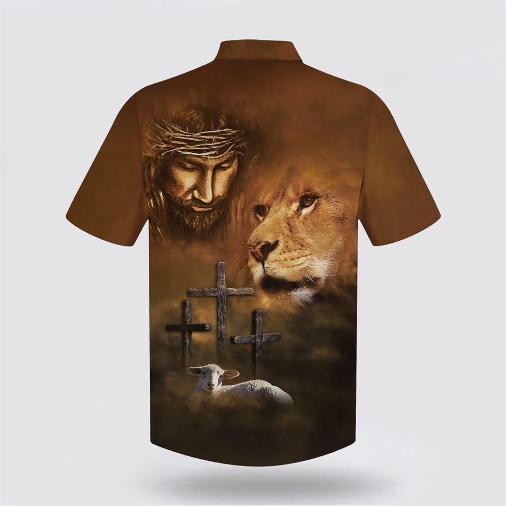 Jesus Lion And The Lamb Three Cross Hawaiian Shirts – Gifts For People Who Love Jesus Jesus Lion And The Lamb Three Cross Hawaiian Shirts – Gifts For People Who Love Jesus