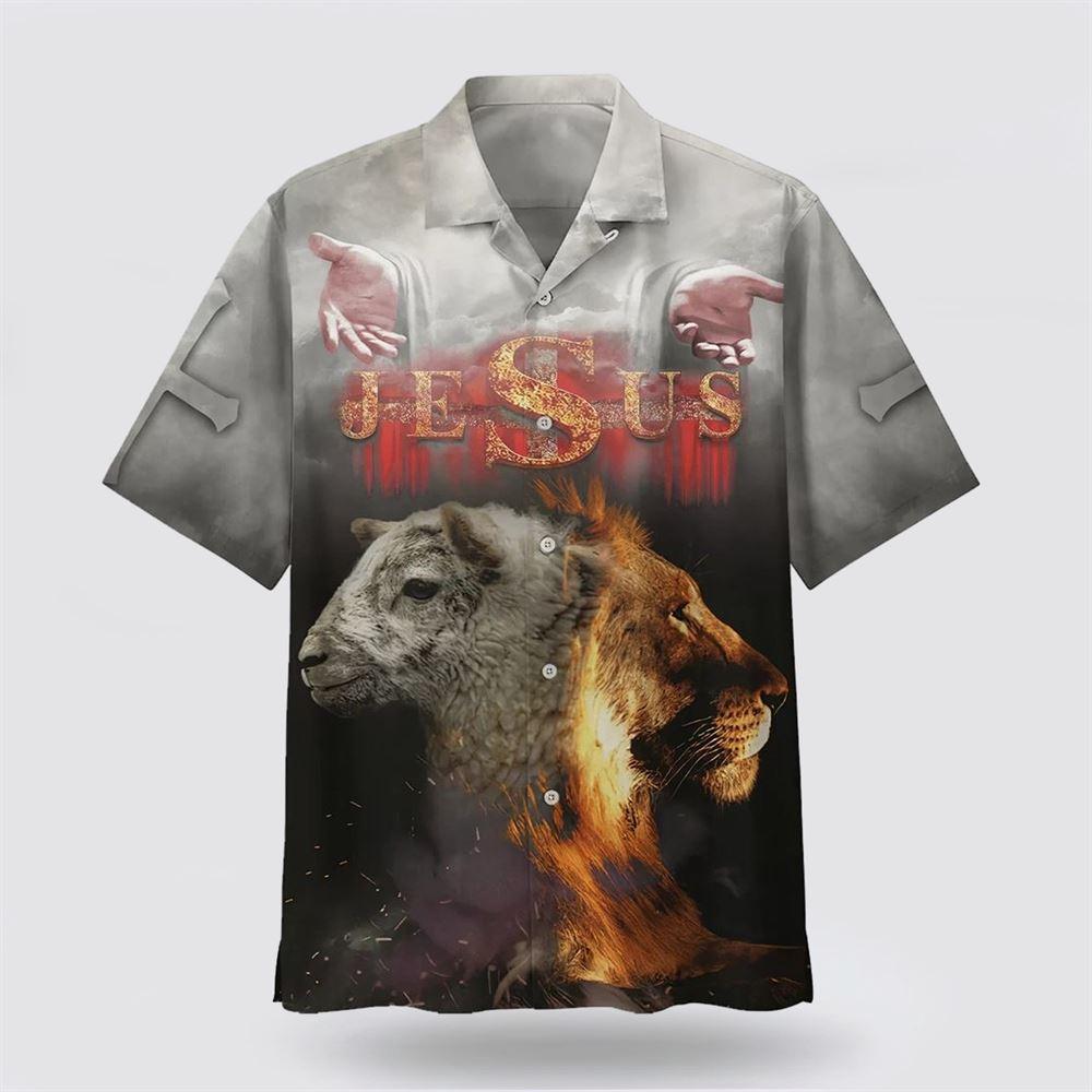 Jesus Lion And The Sheep Hawaiian Shirts – Gifts For People Who Love Jesus