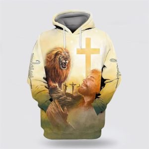 Jesus Lion Cross All Over Print Hoodie…