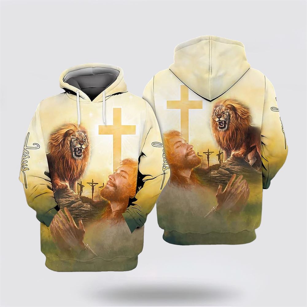 Jesus Lion Cross All Over Print Hoodie Shirt – Gifts For Christian Families Jesus Lion Cross All Over Print Hoodie Shirt – Gifts For Christian Families