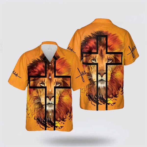 Jesus Lion Cross Portrait Hawaiian Shirt – Gifts For People Who Love Jesus